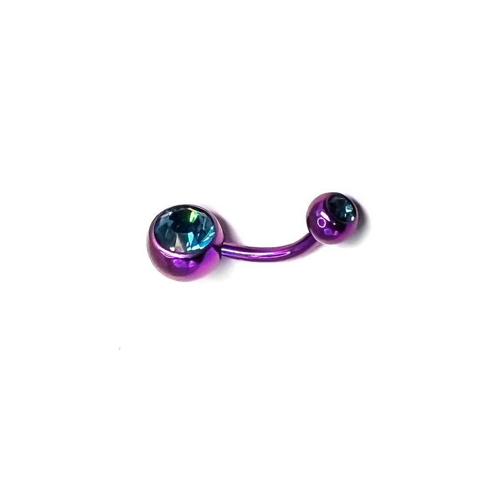 Thumbnail: Navel Purple. Blue Stone 14g /10mm/Titanium