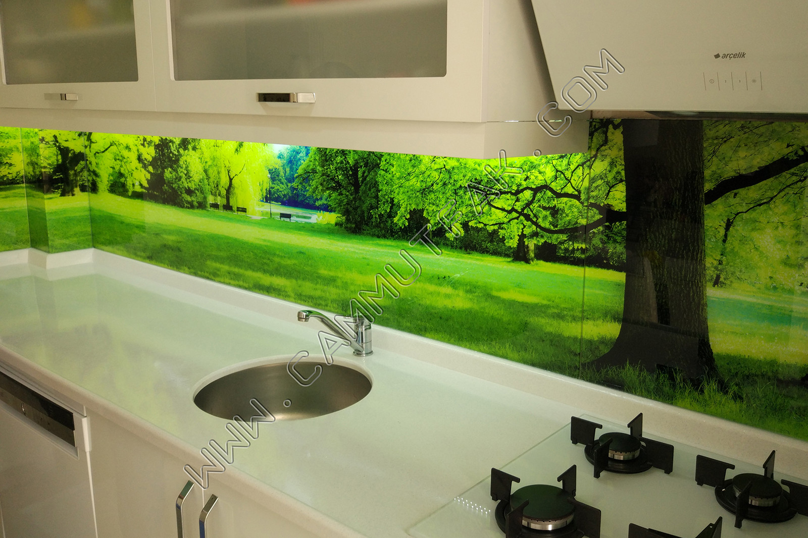 Cam Mutfak Tezgah Arası 3d