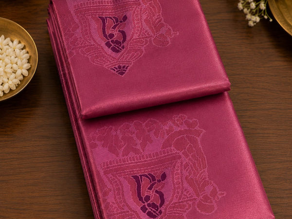 Magenta Silk Saree with Woven Ganesha Motif