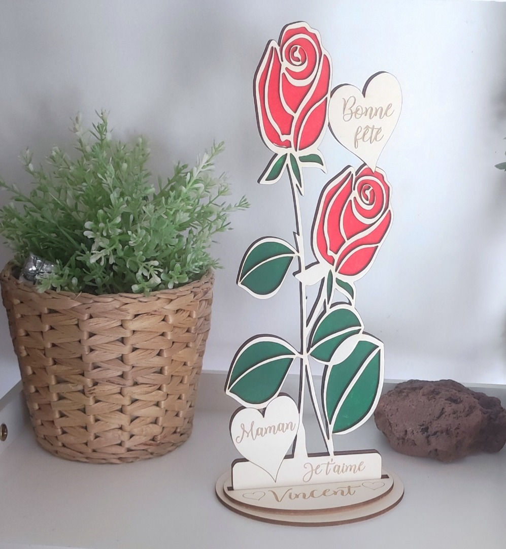 Rose éternelle droite - idée cadeau, Nounou, fêtes des mères, maitresse