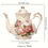 Thumbnail: Vintage Floral Ceramic Tea Pot, 28oz Ivory Large Porcelain Teapot with Rose Patt