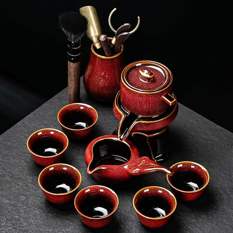 8 pieces, Chinese Kung Fu Tea Set, High-End Automatic Tea Set, Bone China Teapot