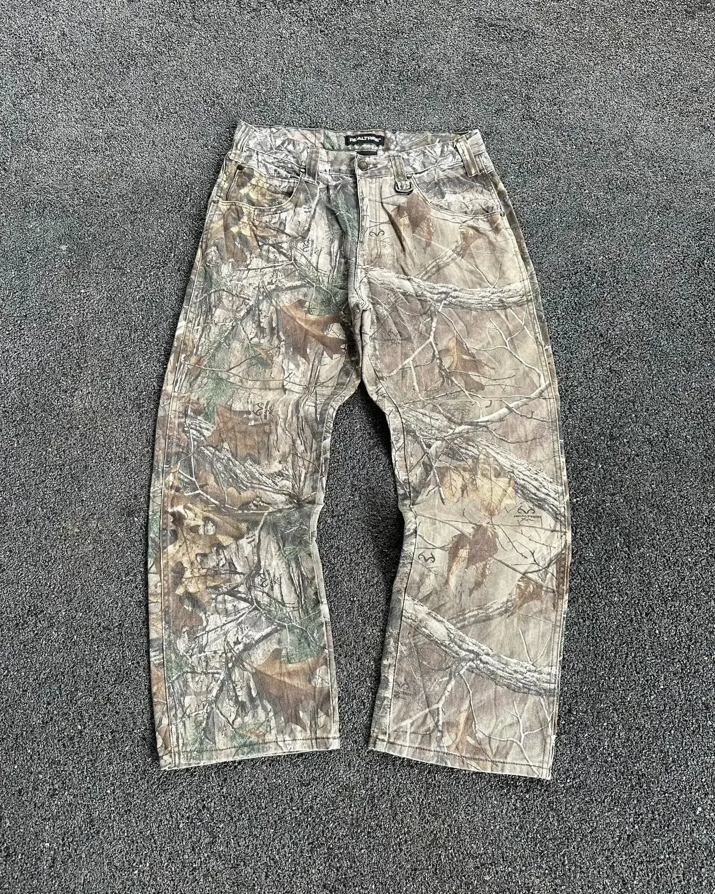 Y2K Camouflage Functional Logging Cargo Long Pants Men Women Unisex Washed Stree