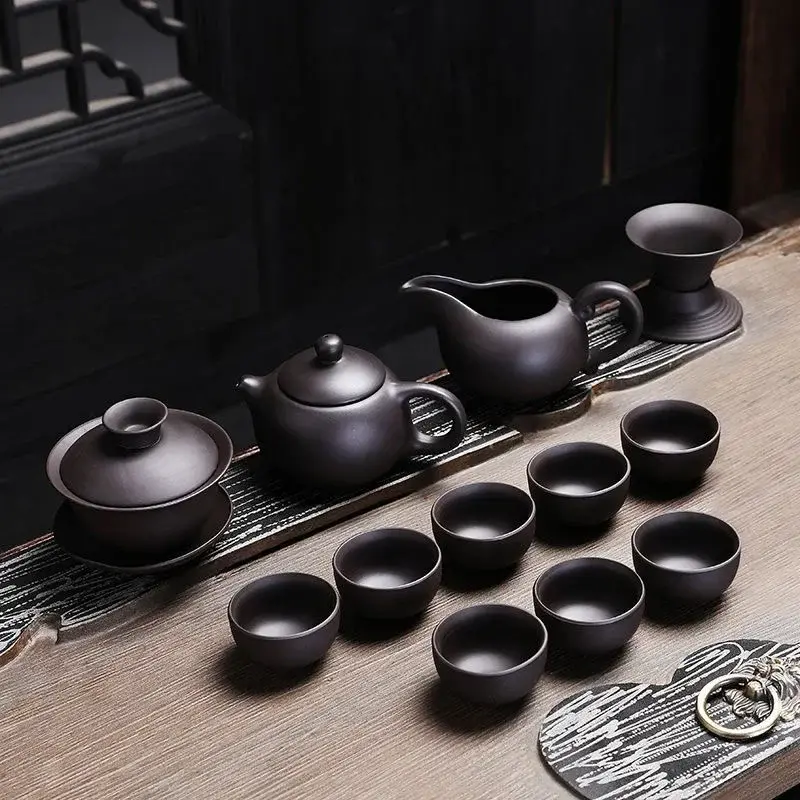 Purple Clay Chinese Kung Fu Tea Set Yixing Teapot Handmade Tea Pot Cup Zisha Gai