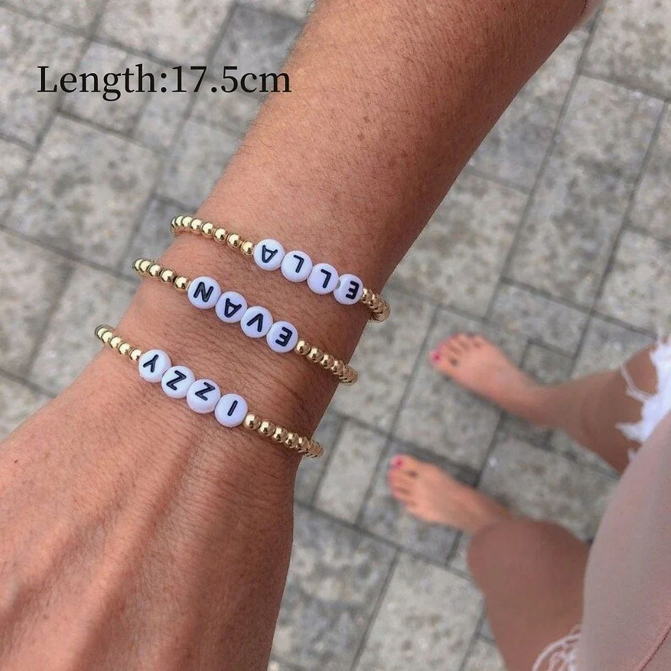 Personalised Name Letter Gold Bead Beaded Bracelet Anklet
