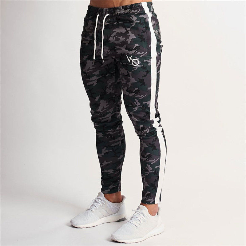 Fashion camouflage slim men's trousers stitching casual street clothing men's jo