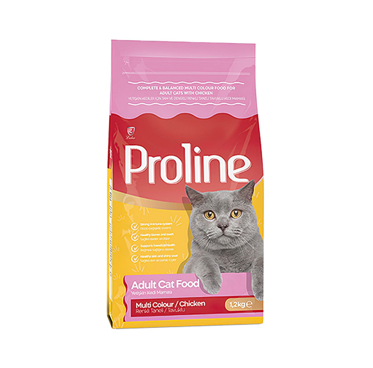 Proline Renkli Tavuk Etli Yetişkin Kedi Maması 1.2 Kg