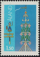 Stamp: Midsummer tree with fencing man I