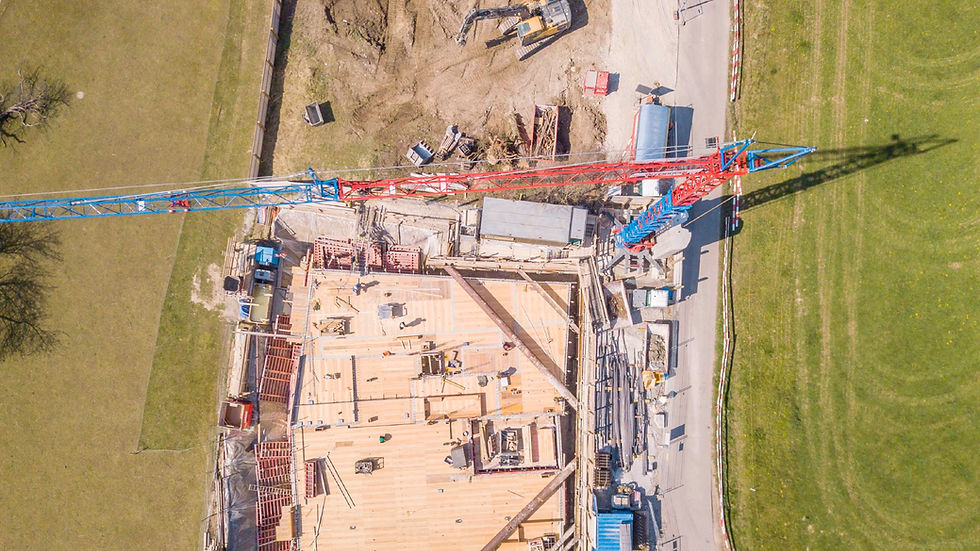 Drone shot of new large development with ecological services needed