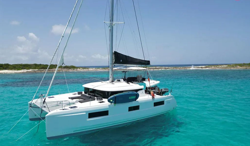 The Lagoon 46 sailing catamaran is a sleek and contemporary vessel, renowned for its spacious layout and ease of handling.
offers 4 cabins and 4 ensuites, including island double beds for the aft cabins and beds with side access for the forward cabins. The large windows in the cabins offer excellent sunlight and magnificent views of the surroundings.
The vertical tinted windows in the coach roof provides natural sunlight in the salon. Our air-conditioned catamaran is as beautiful as new, each cabin with its own bathroom and separated shower.
Lagoon 46 Catamaran – AII inclusive-Professional crew- Air conditioning 10pm-7am – Full option boat: Generator, Solar Panels, Water maker, Ice Maker, Navigation Electronic B&G, Paddle board, Snorkelling, Fishing, Starlink, Kayak, Inverter, Pure water dispenser, JBL speaker, BBQ, Dinghy, etc.
The emphasis on board of Luxury Catamaran in San Blas is to provide impeccable service and dedicated crew who bring warmth to ensure a fantastic charter experience.