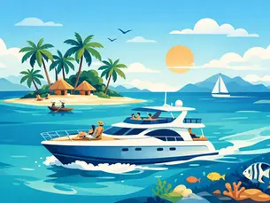 magen publicitaria de Click and Sailing: Catamarán de lujo anclado en Cayos Holandeses, San Blas. Un chef sirve langosta fresca a los huéspedes en cubierta. Incluye snorkel, kayak, Paddle Surf y servicio premium todo incluido con capitán