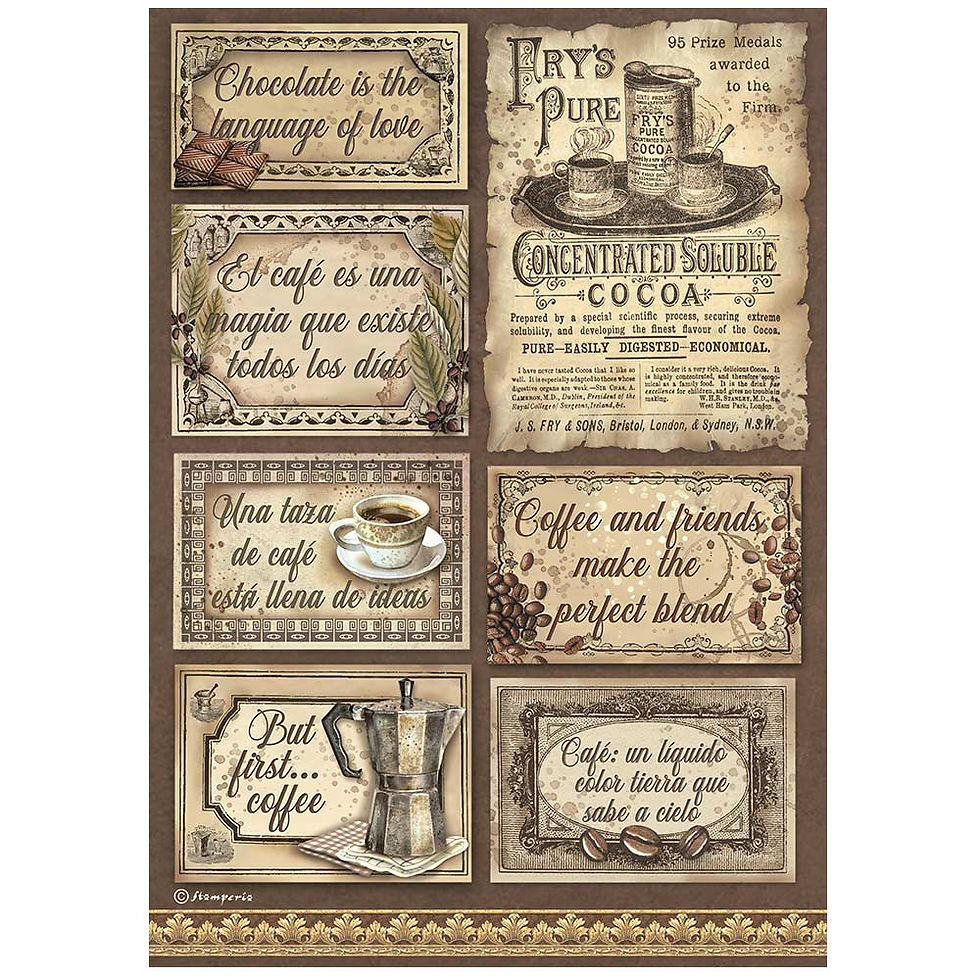Thumbnail: Stamperia Selection 6 Rice Paper - Coffee and Chocolate Collection - DFSAK6011