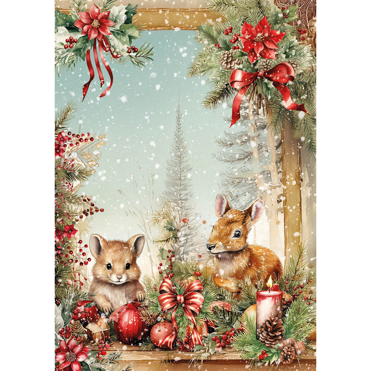 Ciao Bella A5 Rice Paper Mixed 8/pkg- Hot Cocoa & Holly CBRS021