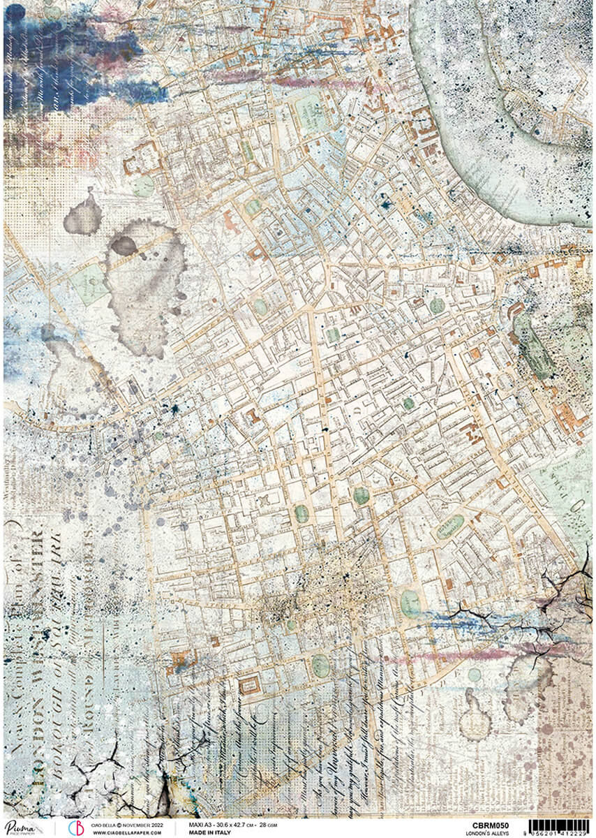 Ciao Bella A3 Rice Paper Maxi Sheet - Piuma London's Alleys - CBRM050