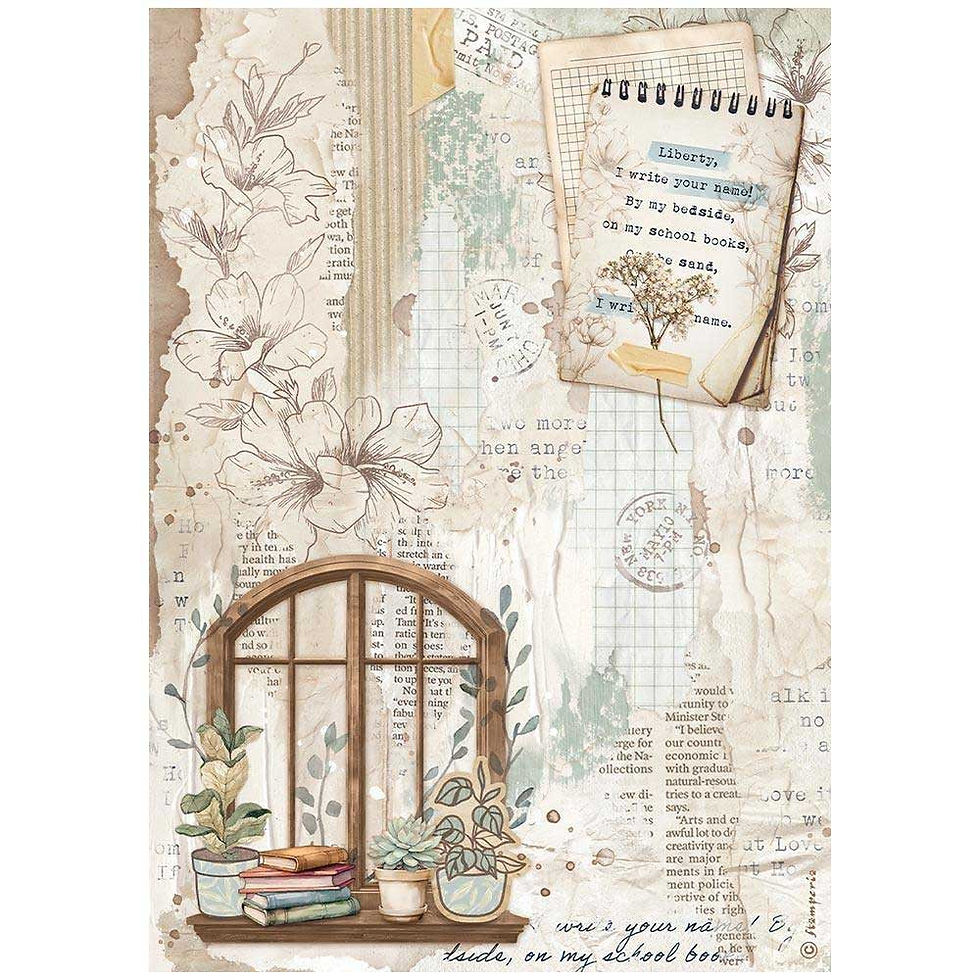 Stamperia A4 Decoupage Rice Paper - Secret Diary Collection Window DFSA4862
