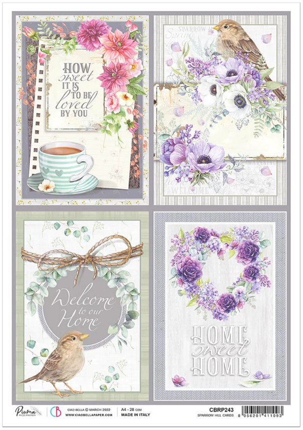 Ciao Bella A4 Rice Paper - Sparrow Hill Cards, CBRP243