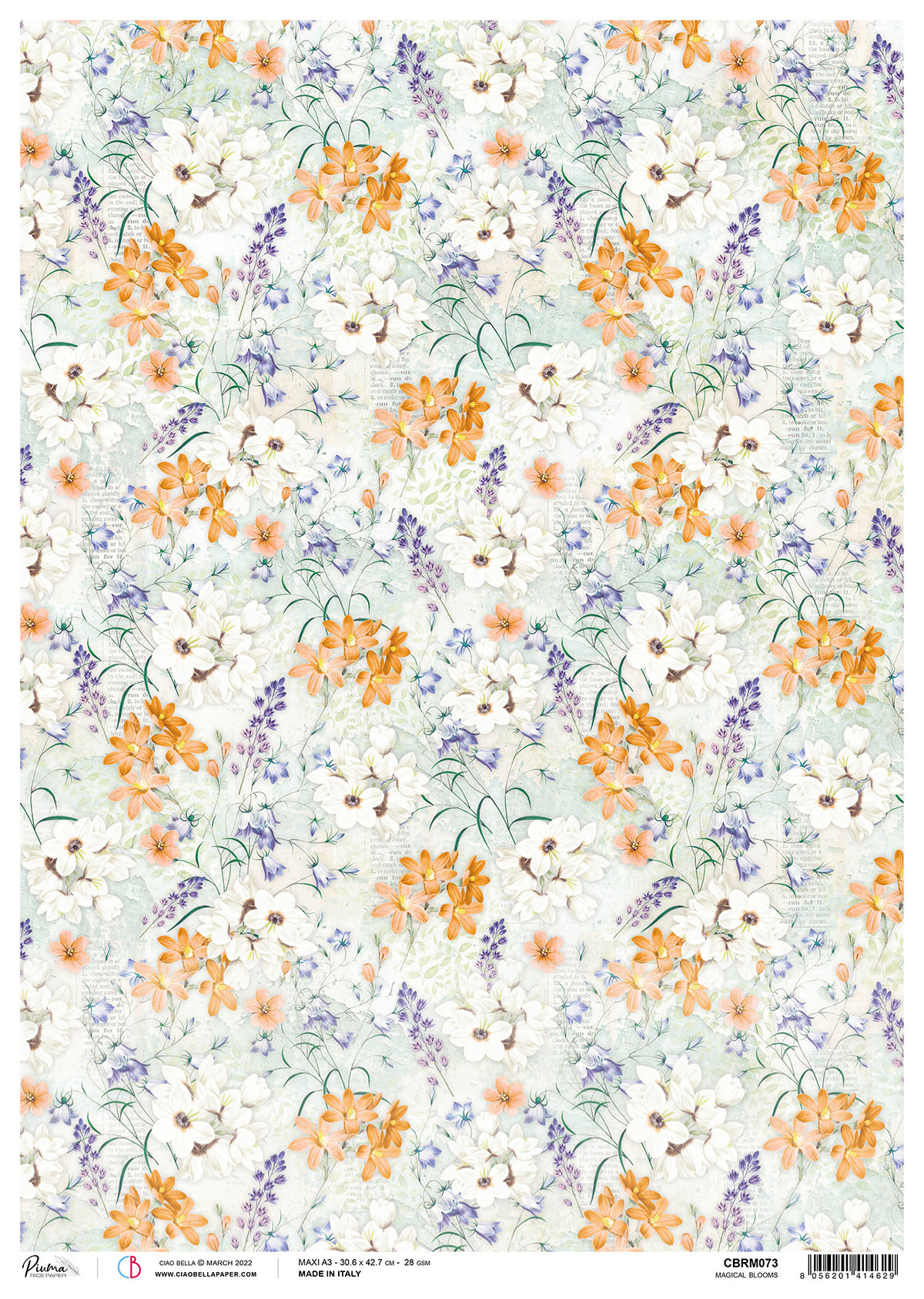 Ciao Bella A3 Rice Paper Maxi Sheet - Magical Blooms CBRM073