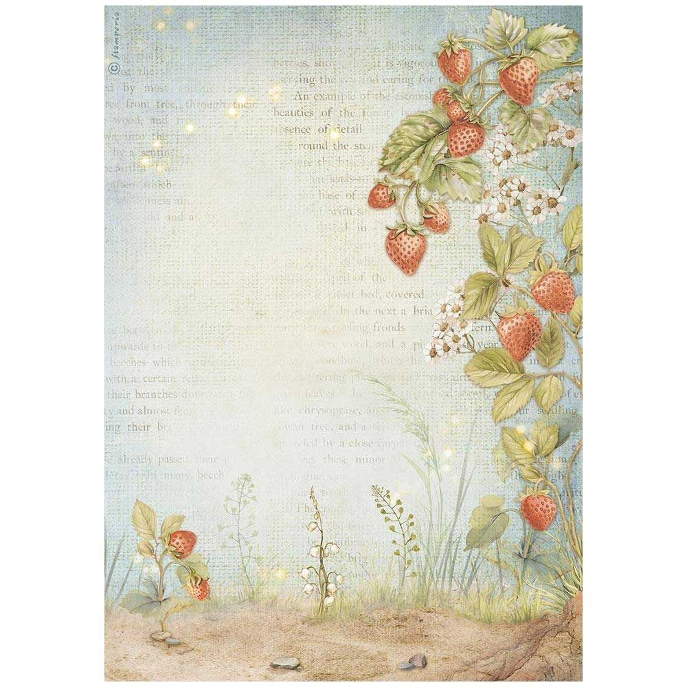 Stamperia A4 Decoupage Rice Paper - Hidden Grove Strawberries DFSA41014