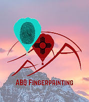 ABQ Fingerprinting Logo with Hot Air Balloons and Mountain View