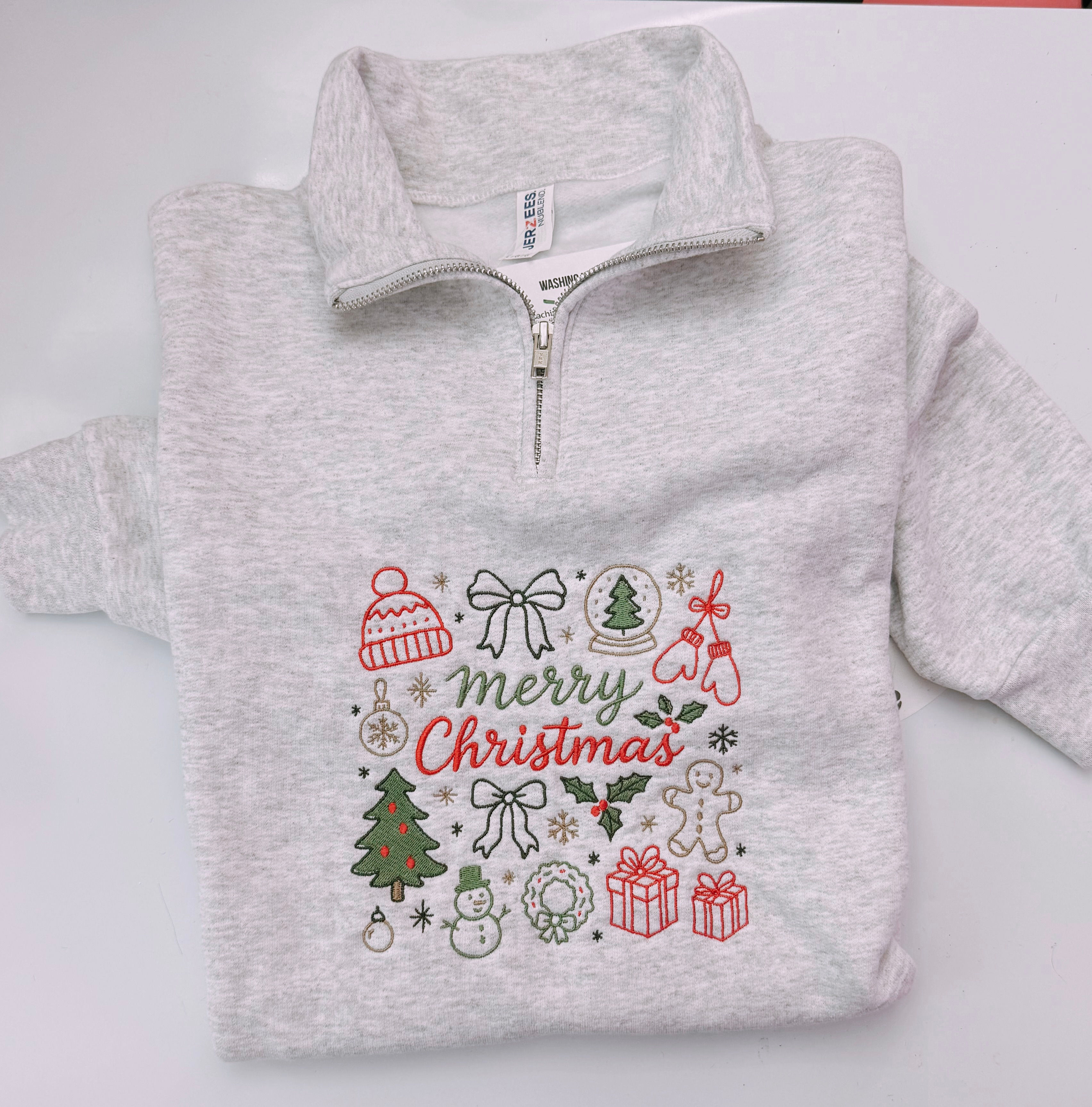 Merry Christmas, 1/4 Zipper Crewneck