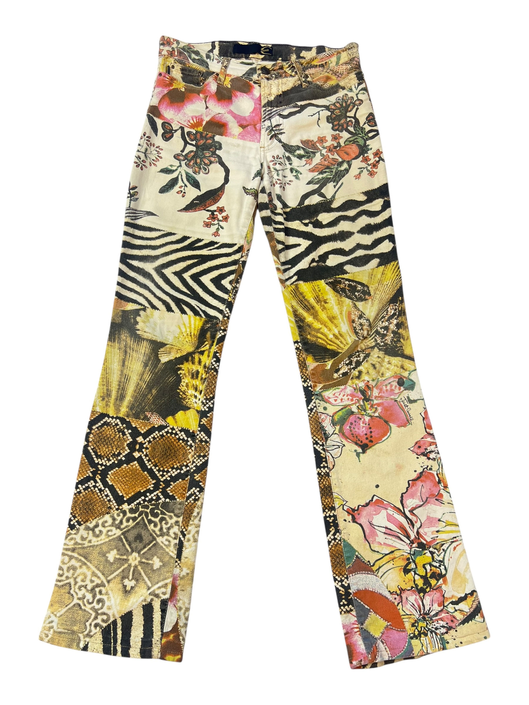 Roberto Cavalli animal print patchwork pants