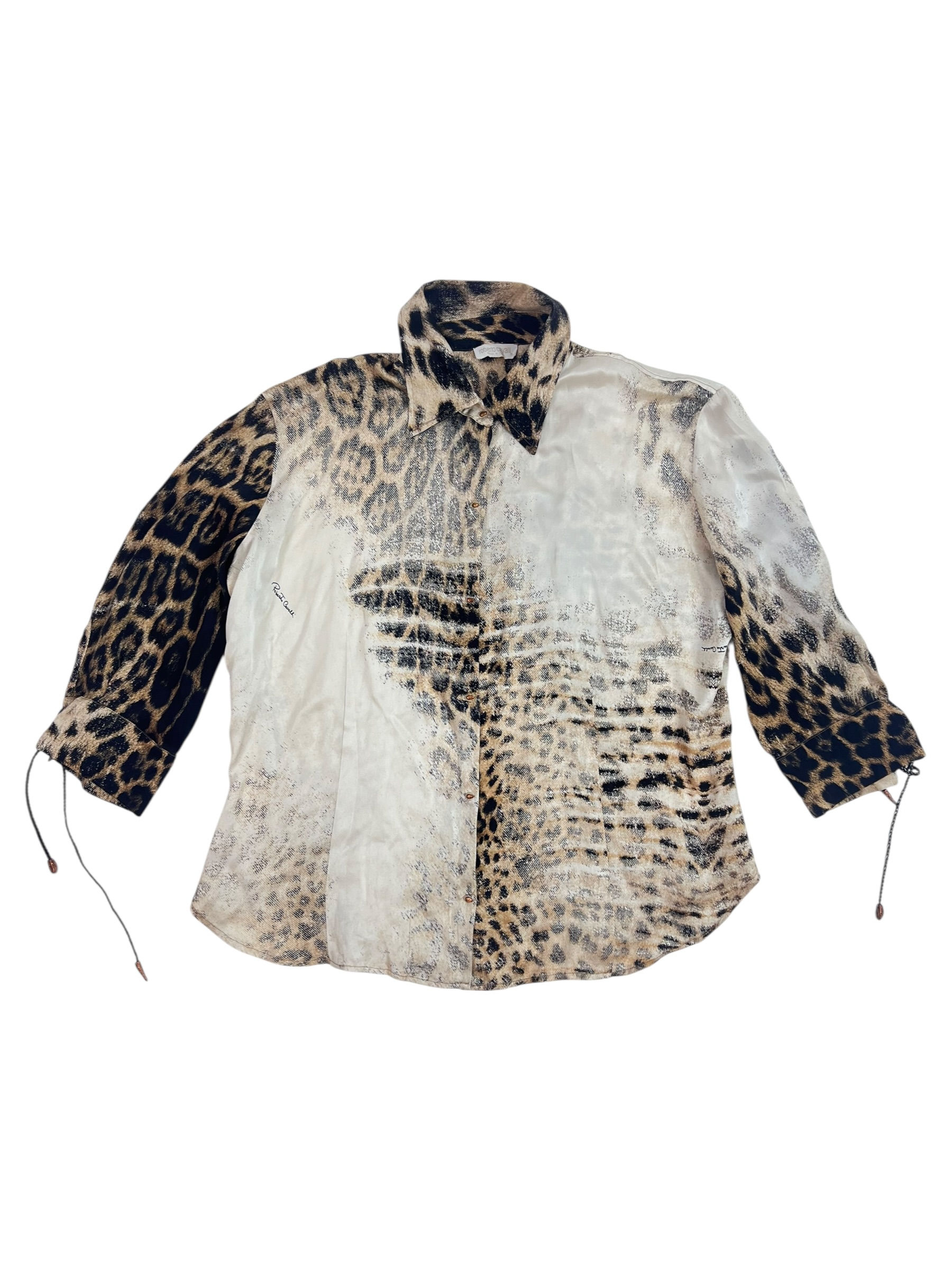 Roberto Cavalli Ss02 silk cheetah print button up