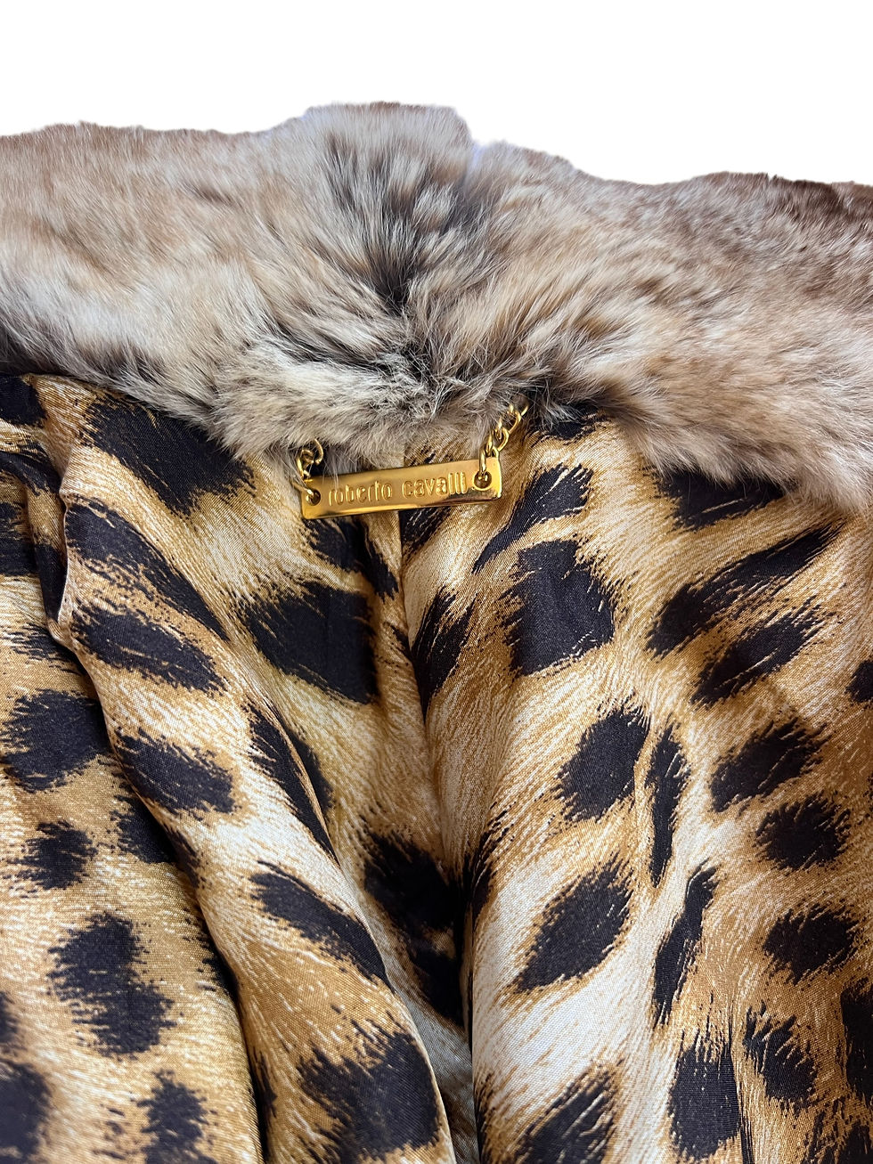 Thumbnail: Roberto Cavalli Leopard print fur collar coat