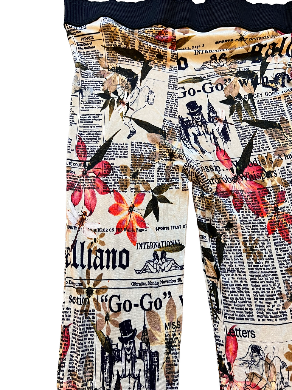 Thumbnail: John Galliano newspaper print leggings