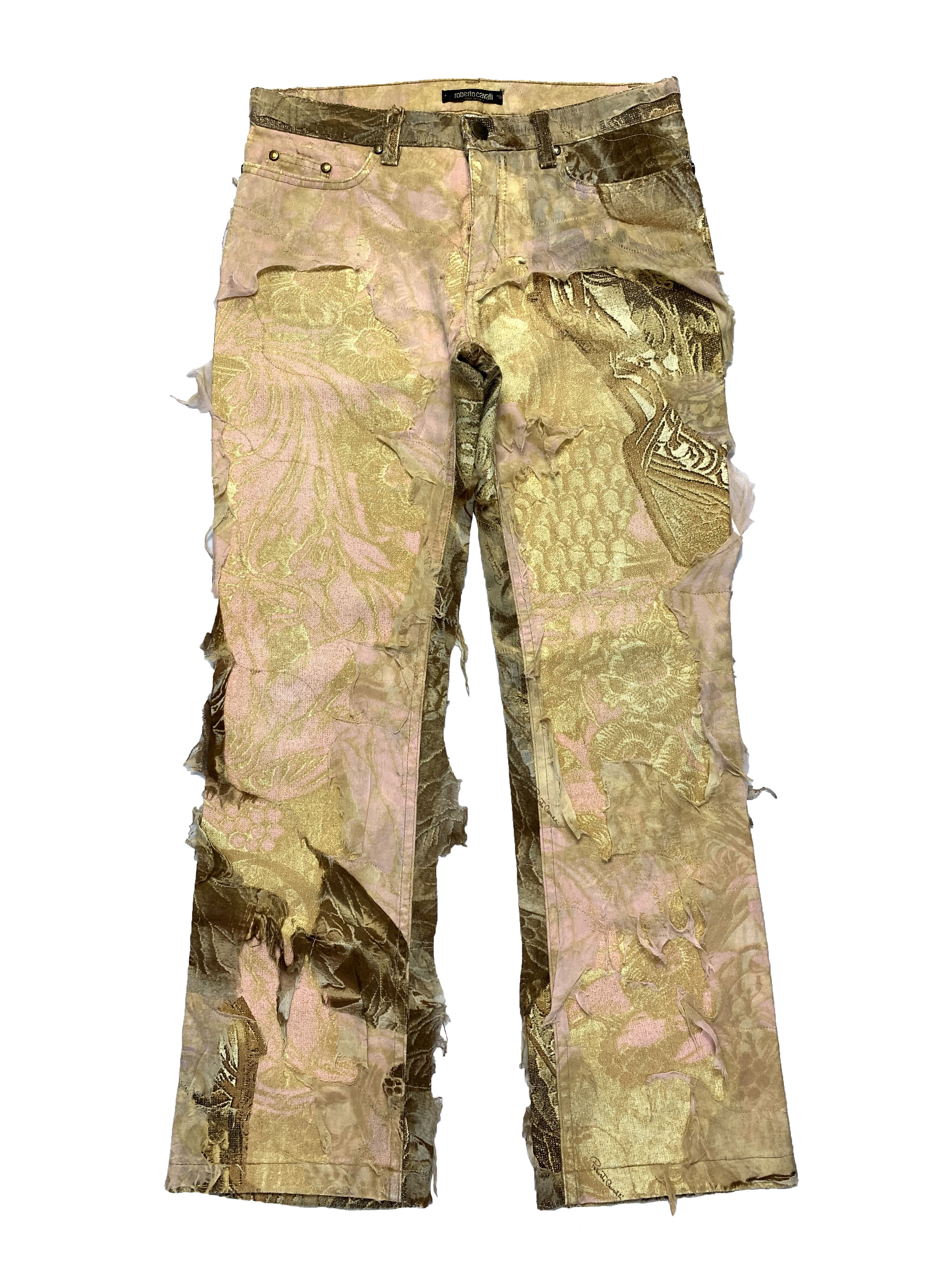 Roberto Cavalli Fw 2001 Distressed Silk pants