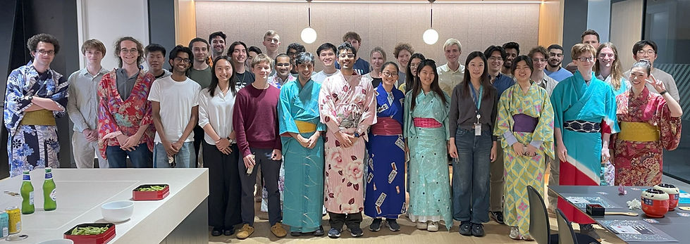 A team enjoying a sushi making class in London