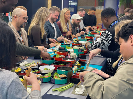 The team at SEGA Europe in London enjoying a sushi making team building experience