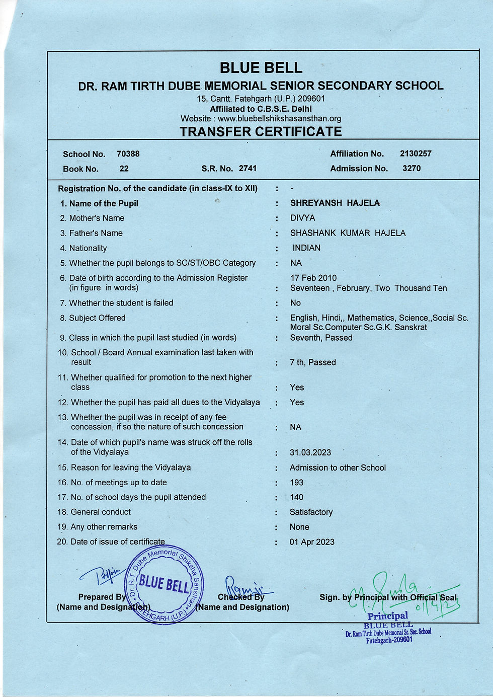 Shreyansh Hajela (VII)
