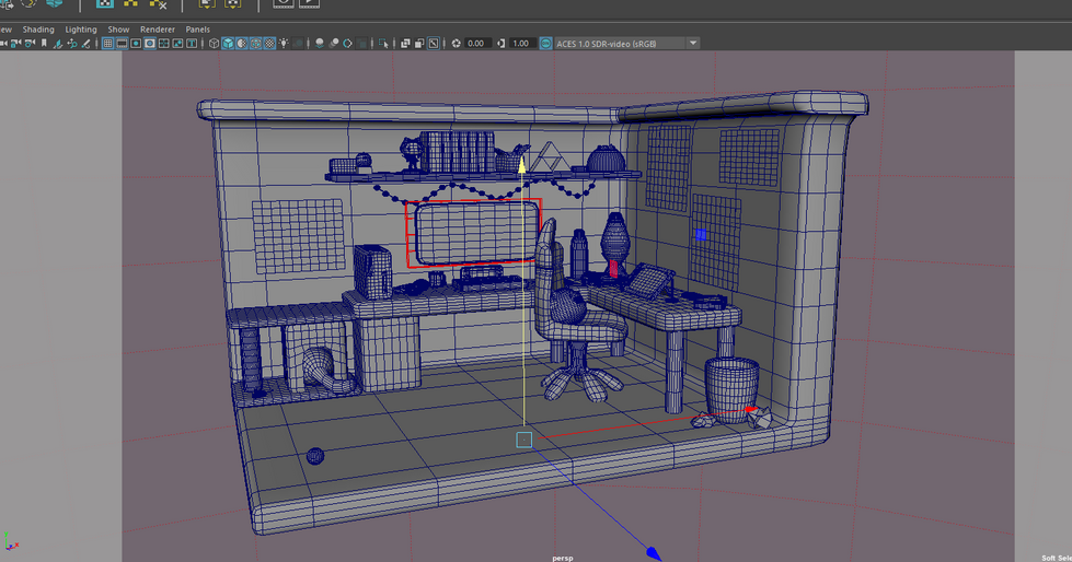 full room wireframe