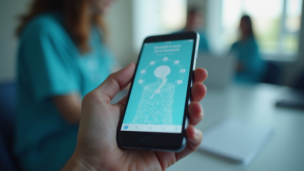 Eye-level view of a smartphone displaying a medical app interface