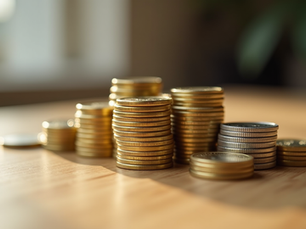 Gold and silver coins stacked closely, symbolizing physical precious metals