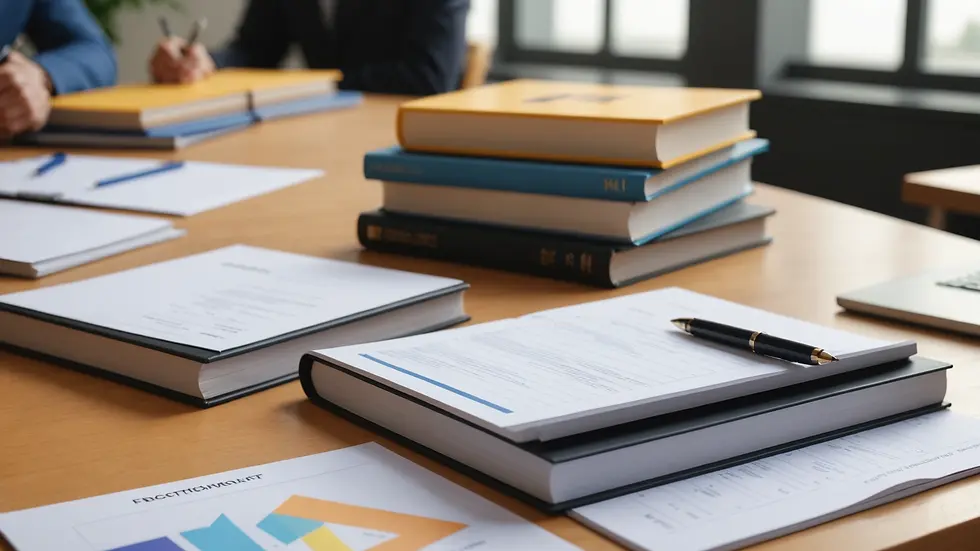 Close-up view of educational materials for sales training