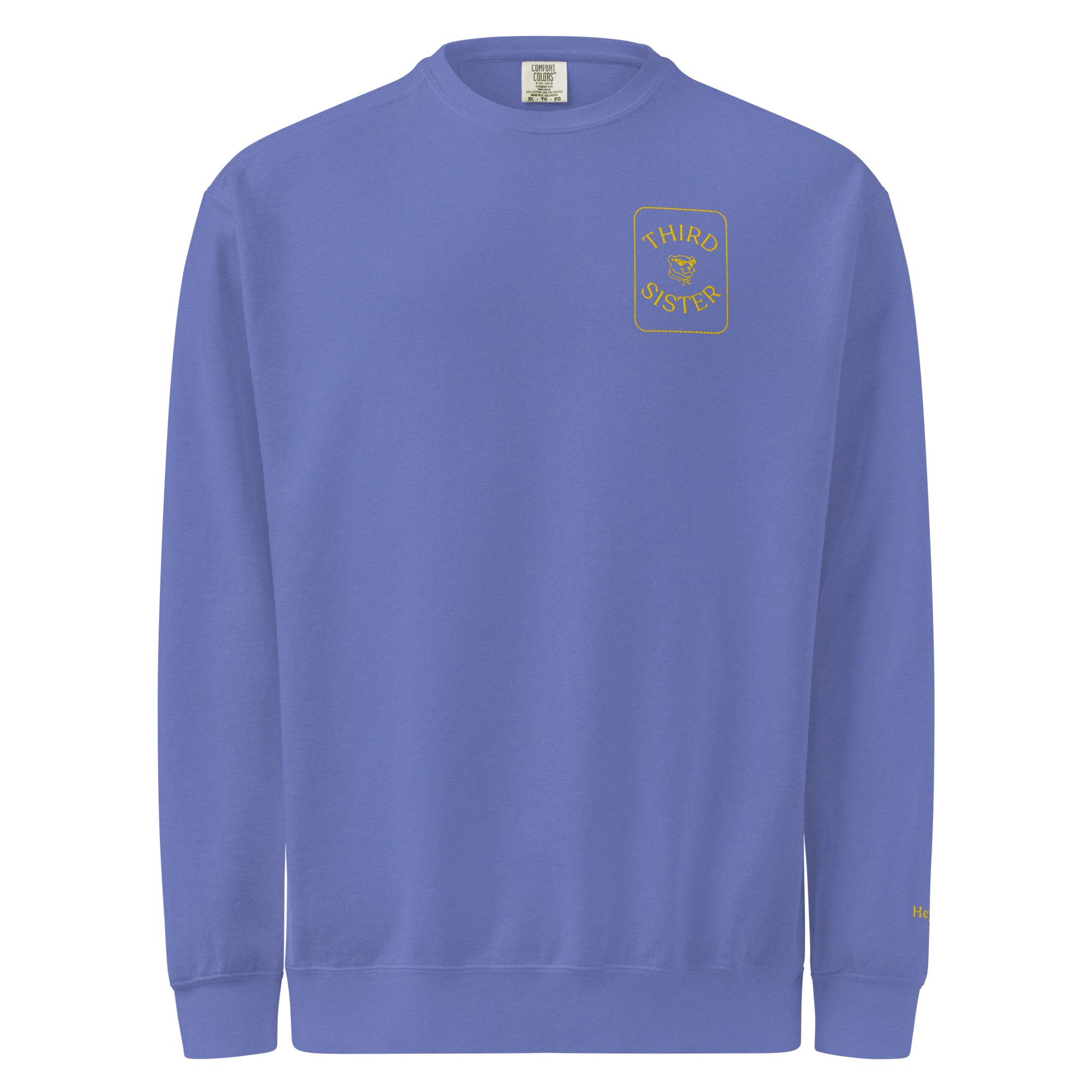 Unisex garment-dyed embroidered sweatshirt