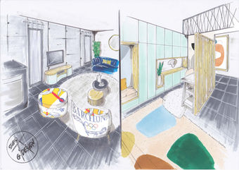 Perspective de mise en situation - Espace Tv et Bureau