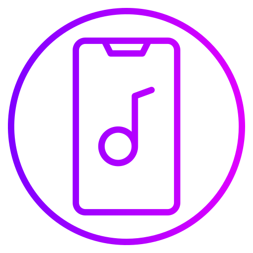 Purple music note on phone screen