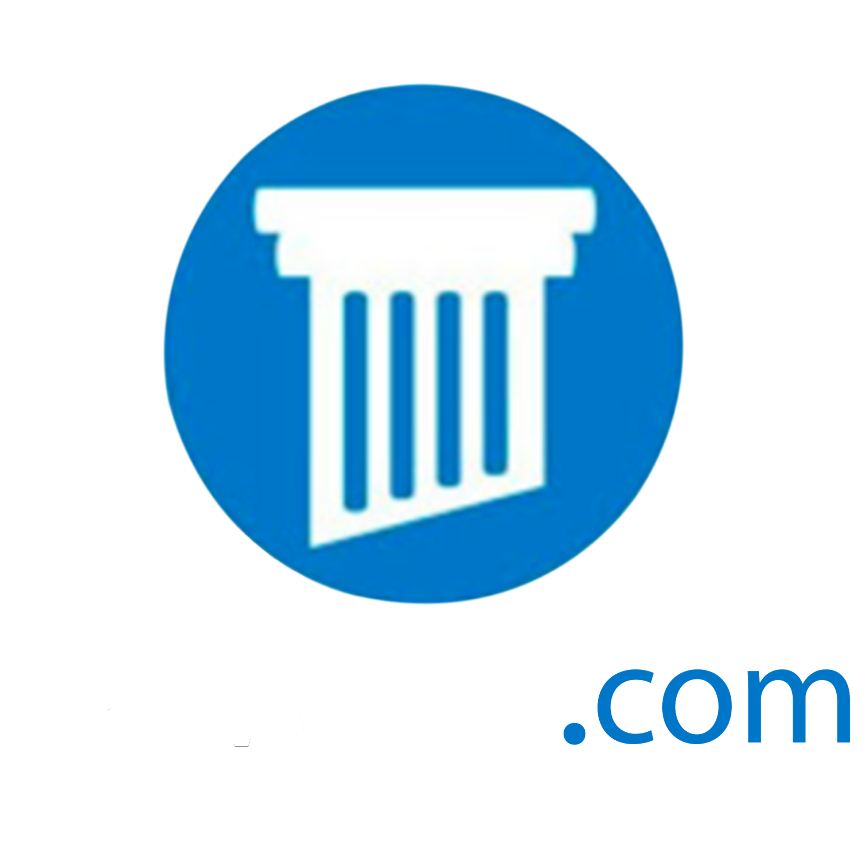 Logo of Lawyers.com featuring a blue circular icon with a white column, representing a legal directory for client reviews and attorney listings.