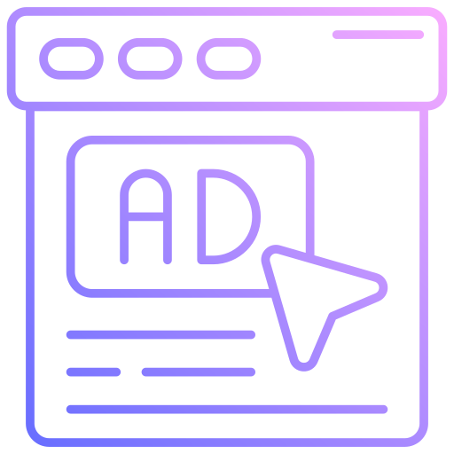 Website ad banner with click arrow