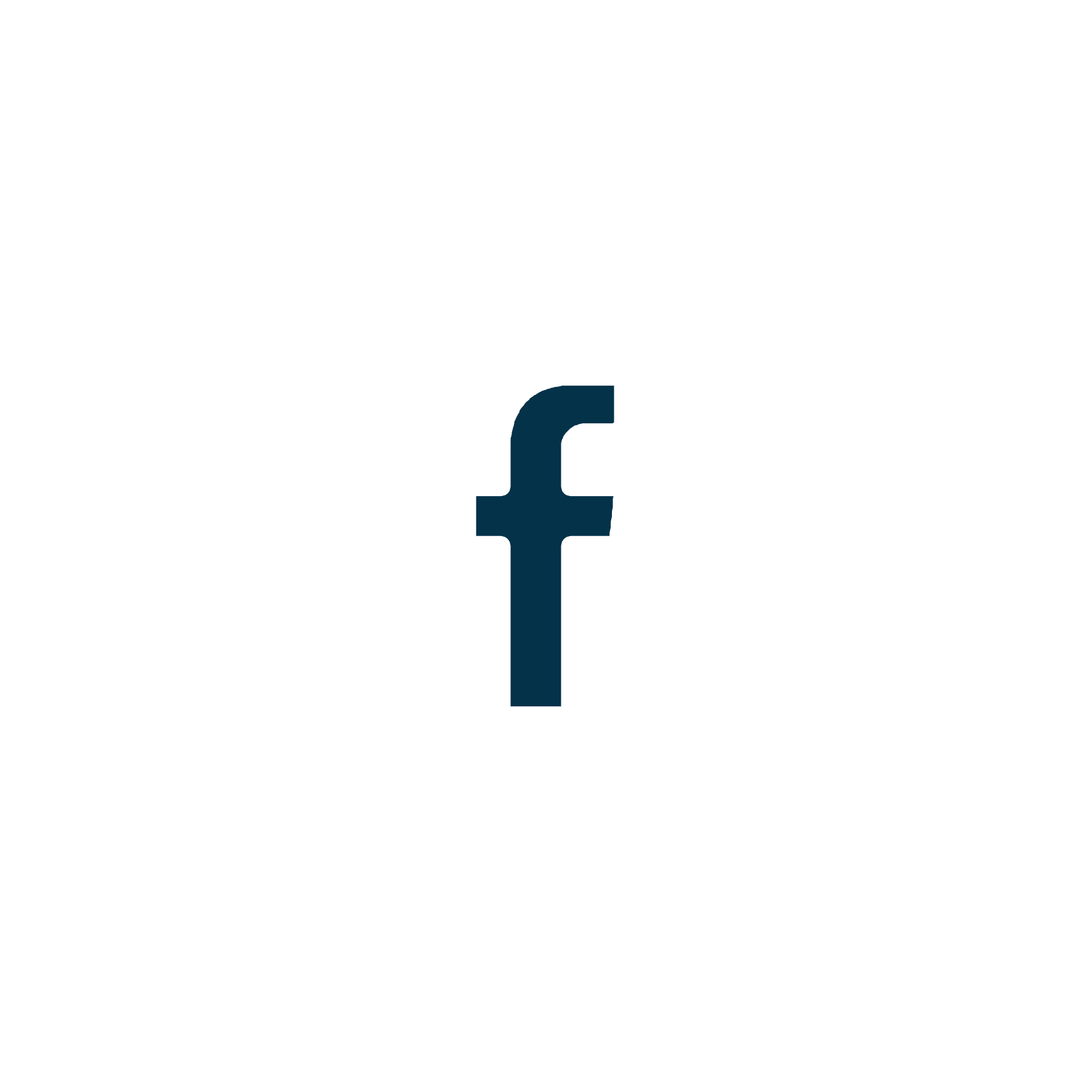 Classic Facebook icon featuring the lowercase 'f' in white on a blue rounded square, linking to social media profile.