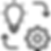 Line icon of a lightbulb, gear, and arrows – representing the transformation of ideas into systems, innovation into operations at Dasow.io