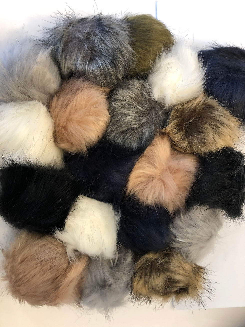 Thumbnail: Blue swirl pattern hat with removable faux fur pom pom