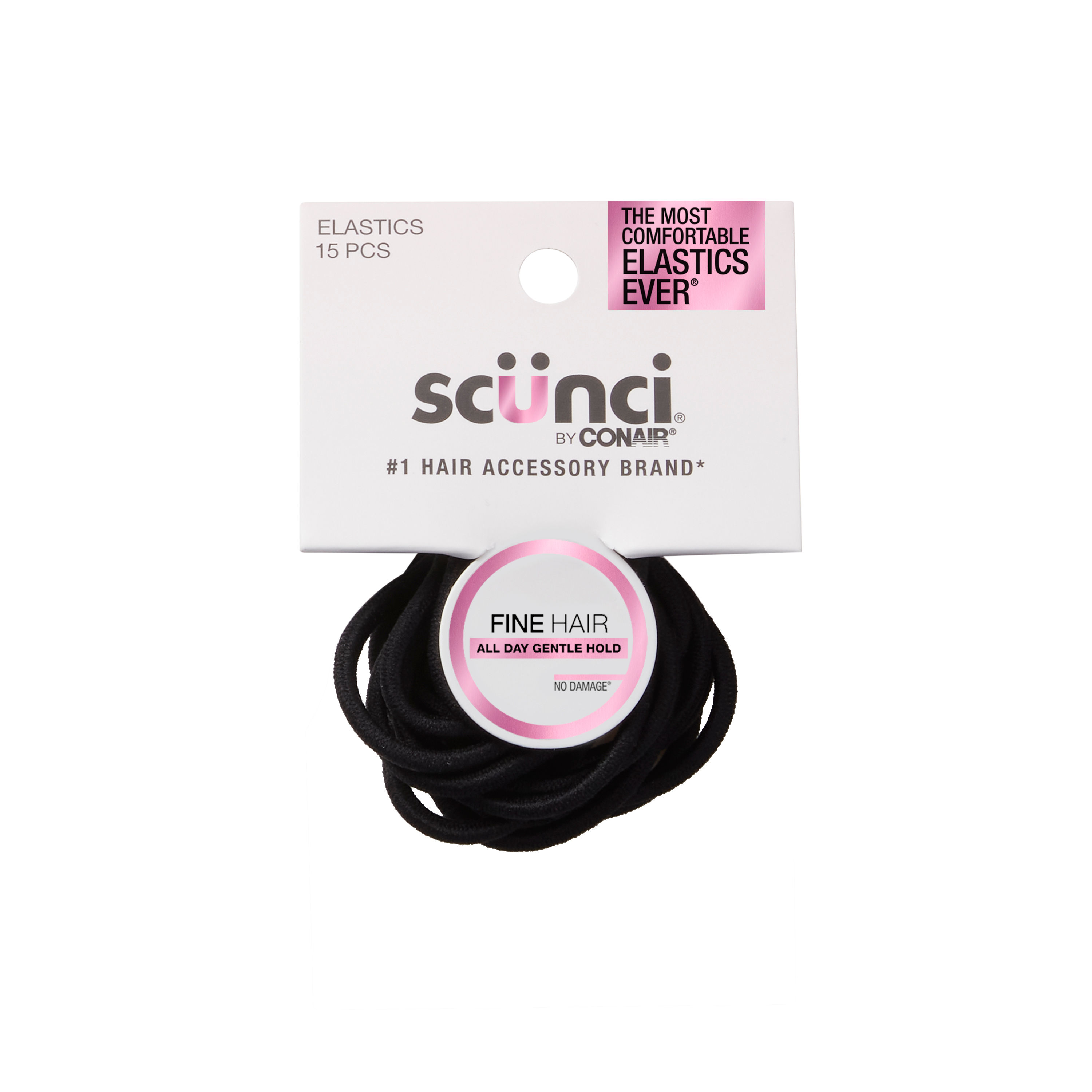 15pk 4mm 4.5" Nylon Fine Hair Elastic