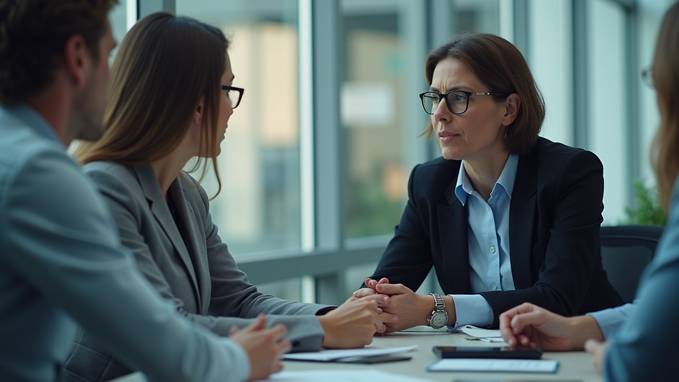 Close-up view of a fintech executive discussing strategies