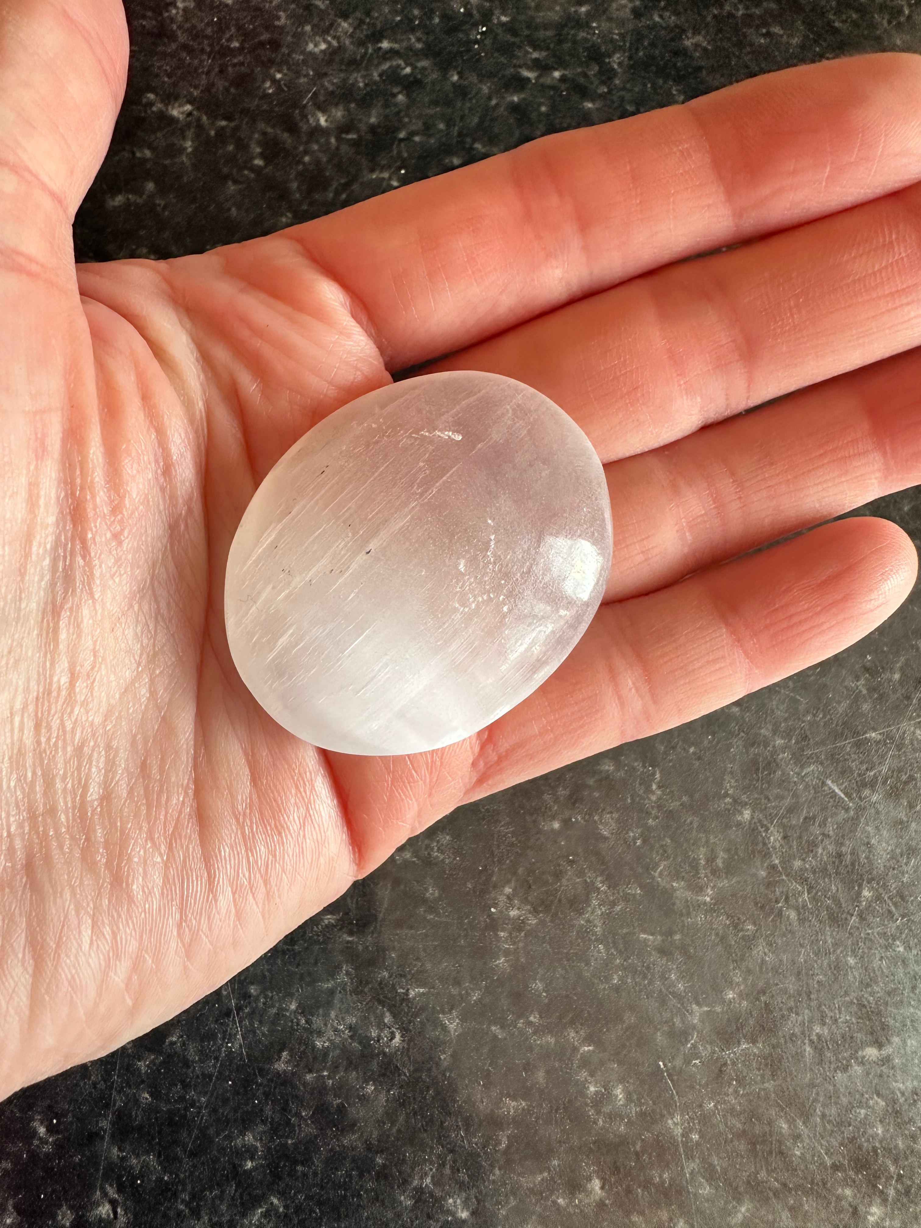 Selenite Palm Stone