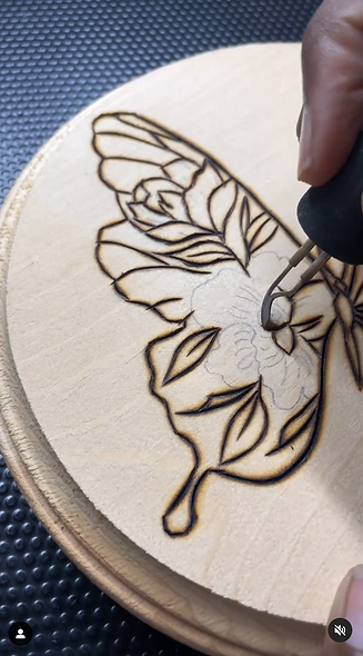me using my pyrography macine