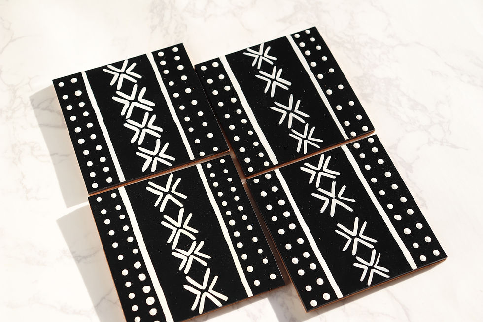 Thumbnail: Black and white patterned coasters