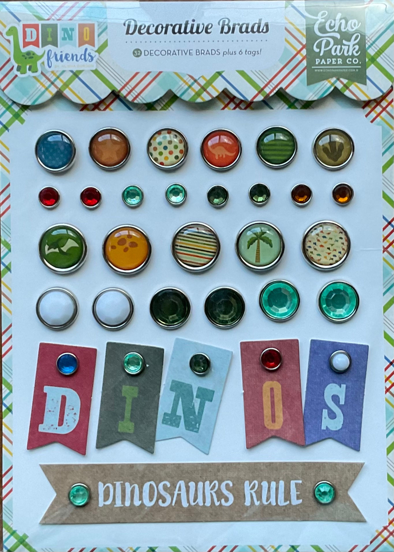 Decorative Brads - Dino Friends